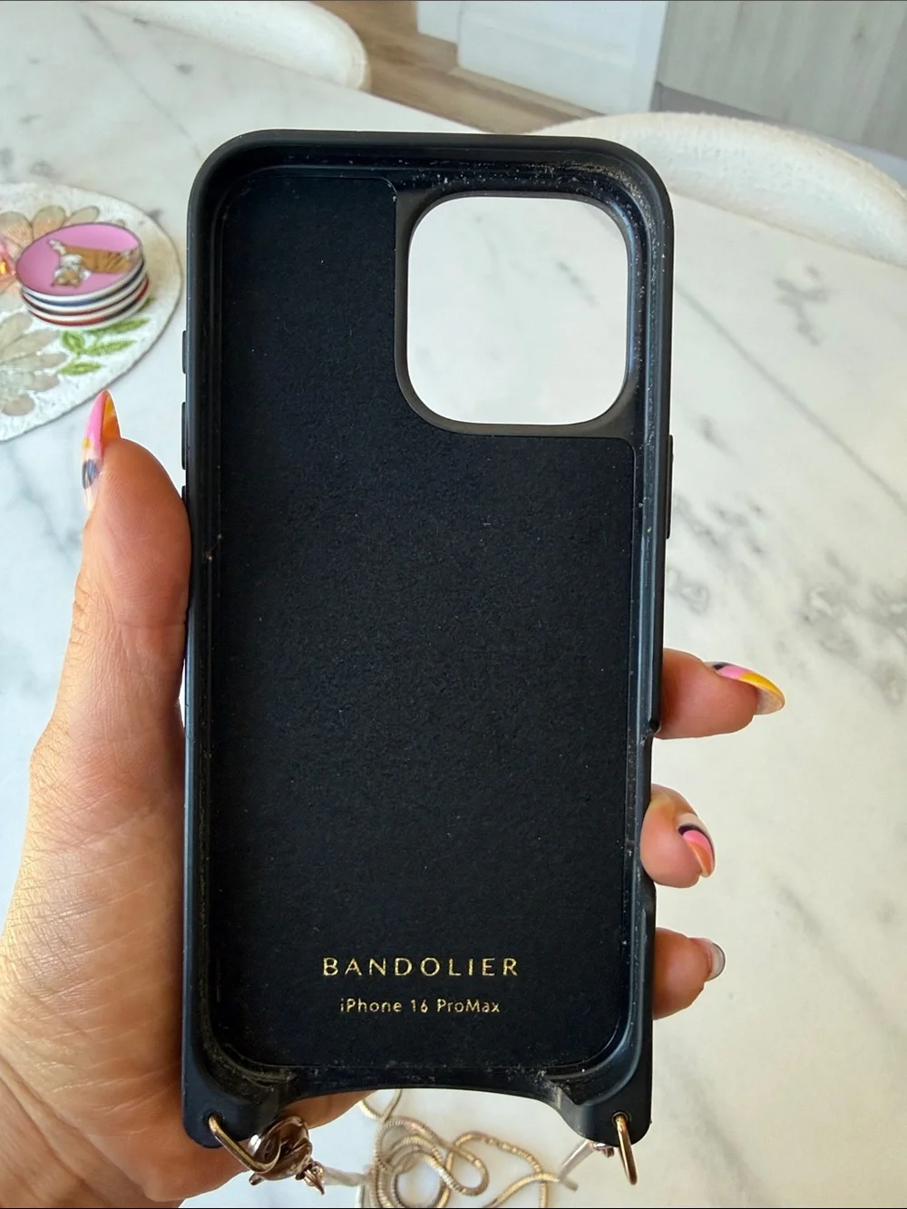 Bandolier Gold Croc Card Pocket Phone Case with Chain Strap iphone16 promax